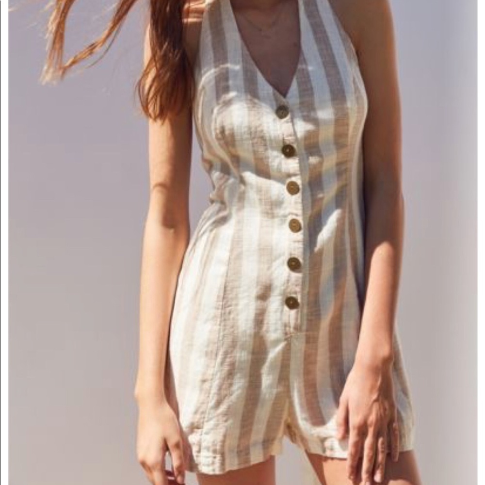 Cooperative Sand Striped Halter Style Romper NWT